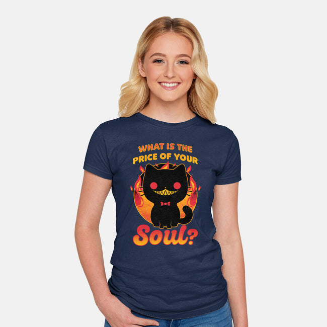 Creepy Cat Buys Souls-Womens-Fitted-Tee-Studio Mootant