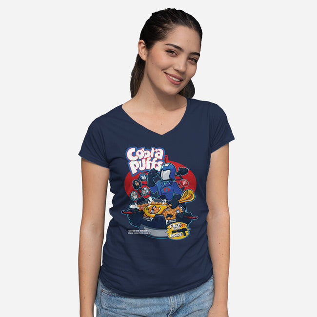 Cobra Puff-Womens-V-Neck-Tee-Jc Jows