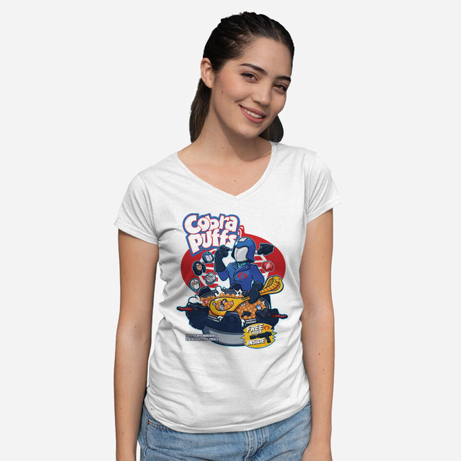 Cobra Puff-Womens-V-Neck-Tee-Jc Jows