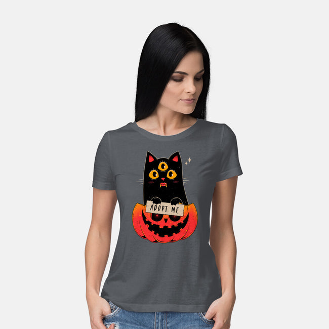 Adopt Spooky Cat-Womens-Basic-Tee-GODZILLARGE