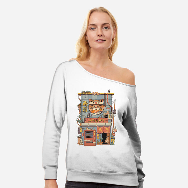 Neko Sushi House-Womens-Off Shoulder-Sweatshirt-vp021