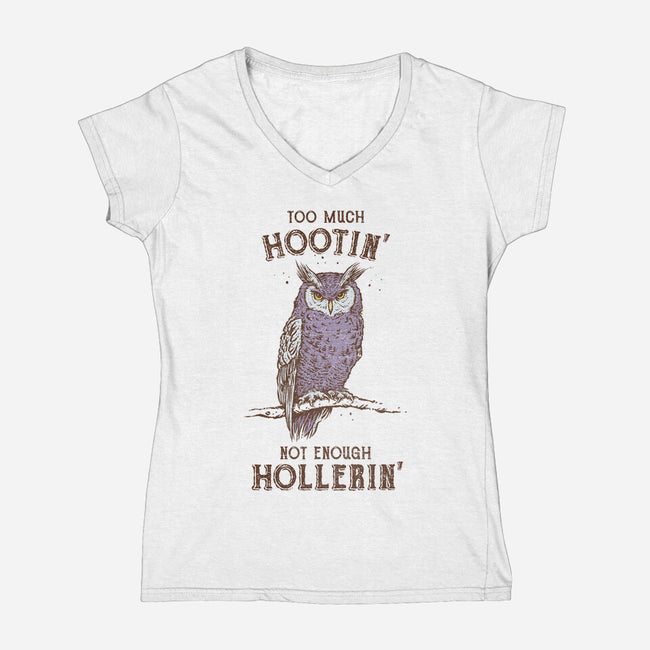 Too Much Hootin-Womens-V-Neck-Tee-kg07