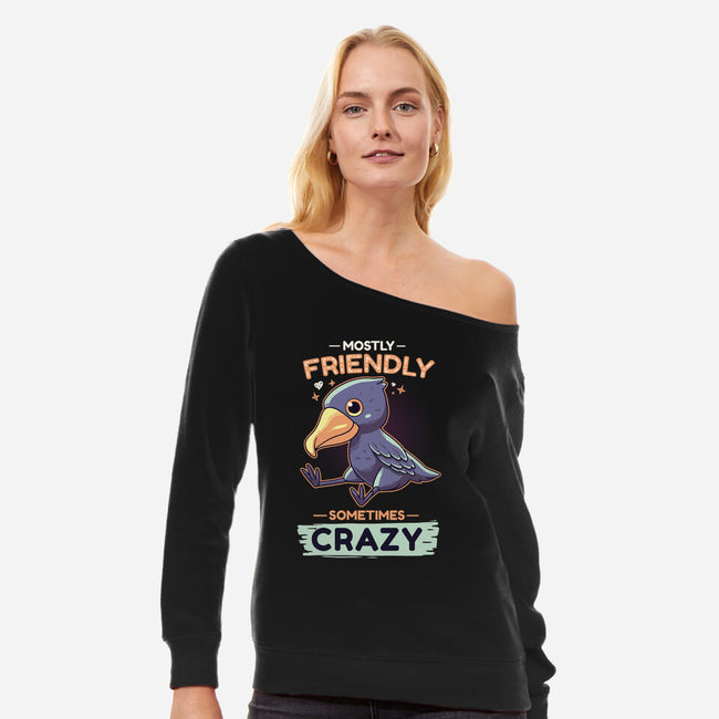 Sometimes Crazy-Womens-Off Shoulder-Sweatshirt-Geekydog