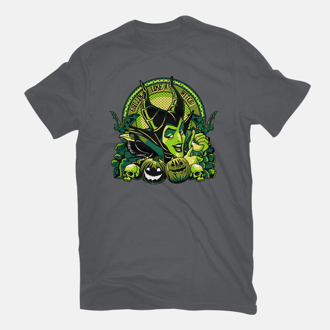 Chillin Like A Witch-Unisex-Basic-Tee-panicking_bat