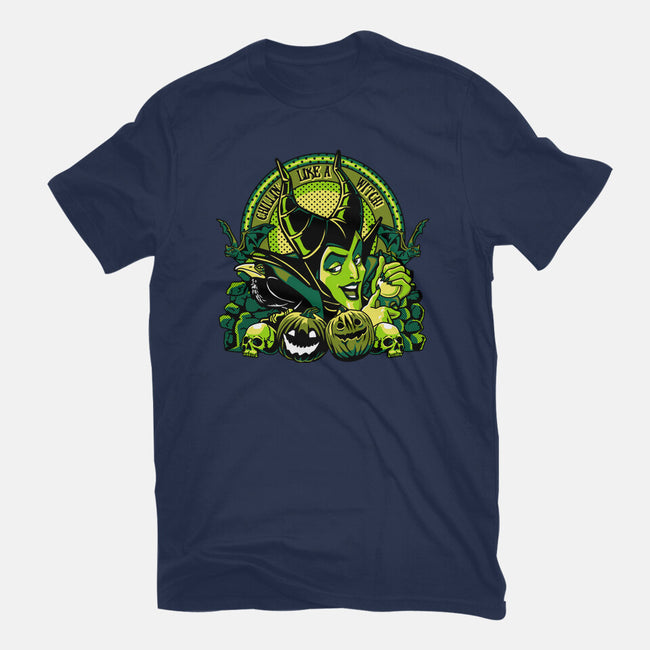 Chillin Like A Witch-Unisex-Basic-Tee-panicking_bat