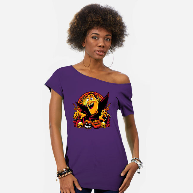 Blah Blah Blah-Womens-Off Shoulder-Tee-panicking_bat