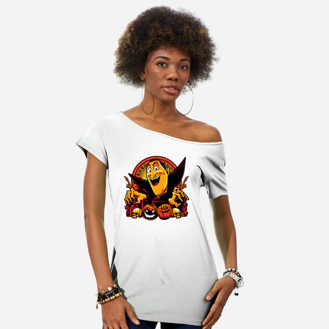 Blah Blah Blah-Womens-Off Shoulder-Tee-panicking_bat