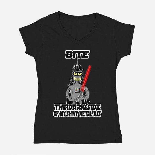 Darth Bender-Womens-V-Neck-Tee-sillyindustries