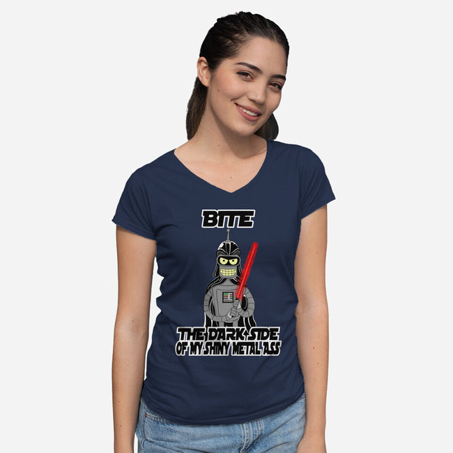 Darth Bender-Womens-V-Neck-Tee-sillyindustries