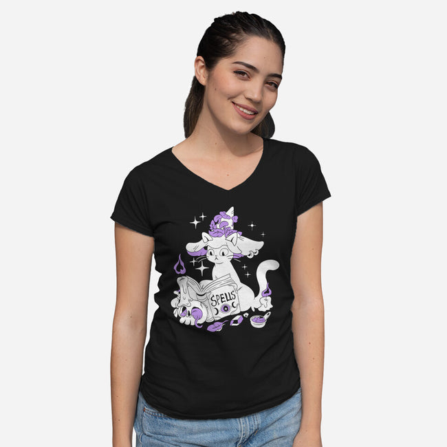 Magic Cat-Womens-V-Neck-Tee-yumie