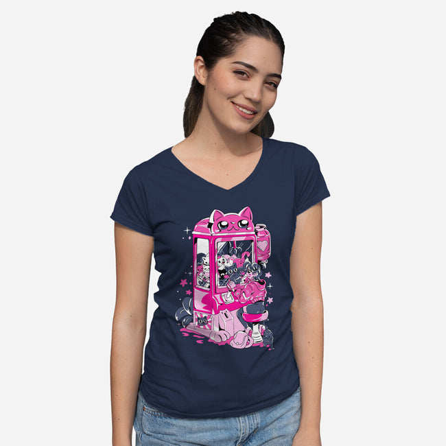 Cat Game-Womens-V-Neck-Tee-yumie