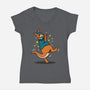 Breakdancing Kangaroo-Womens-V-Neck-Tee-Boggs Nicolas