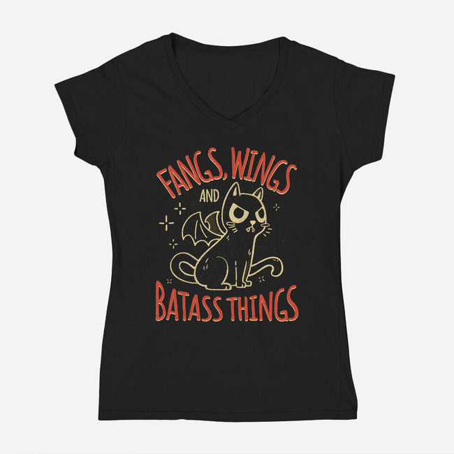 Batass Things-Womens-V-Neck-Tee-Estudio Horta