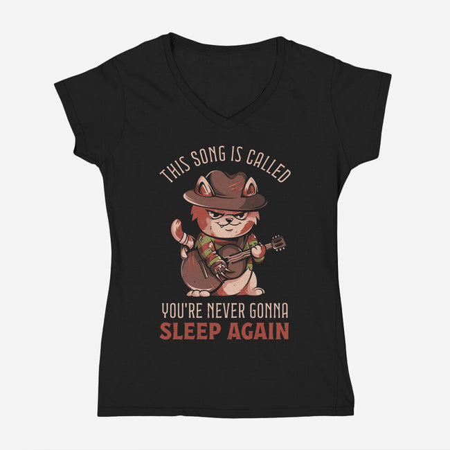 Never Sleep Again Song-Womens-V-Neck-Tee-eduely