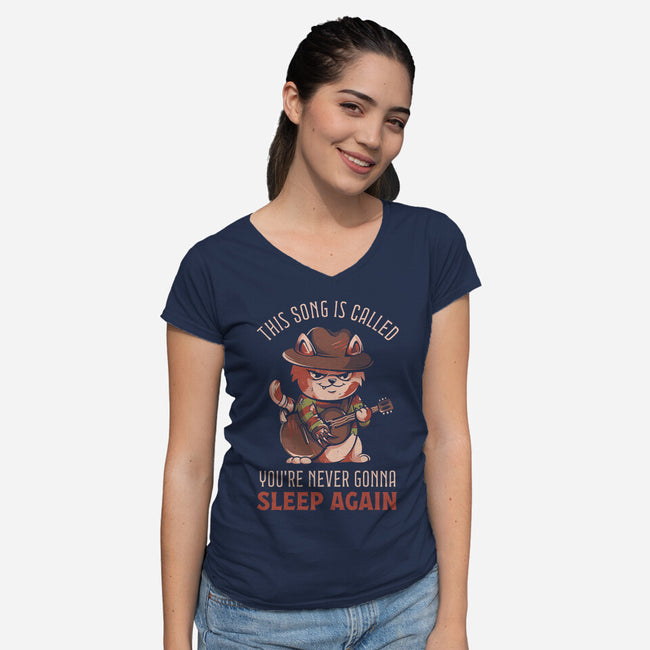 Never Sleep Again Song-Womens-V-Neck-Tee-eduely