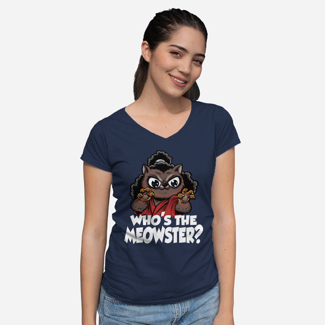 The Meowster-Womens-V-Neck-Tee-zascanauta