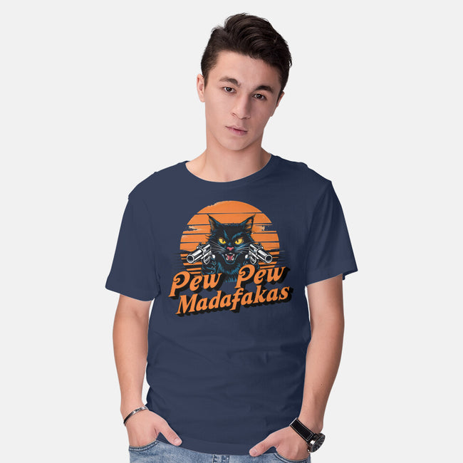 Pew Pew Cat-Mens-Basic-Tee-Cool Designs