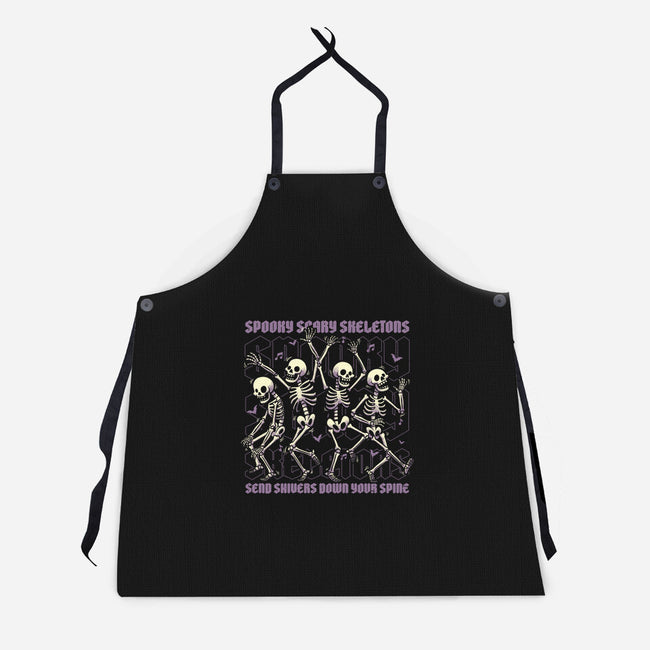 Spooky Skeletons Dance-Unisex-Kitchen-Apron-Studio Mootant