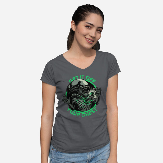 Alien Chest Therapy-Womens-V-Neck-Tee-Studio Mootant