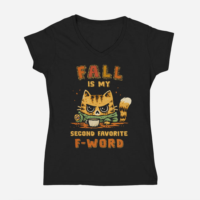 Fall Feline-Womens-V-Neck-Tee-kg07