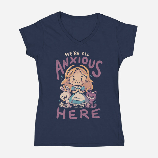 All Anxious Here-Womens-V-Neck-Tee-eduely