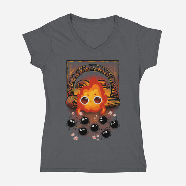 Angry Little Demon-Womens-V-Neck-Tee-ricolaa