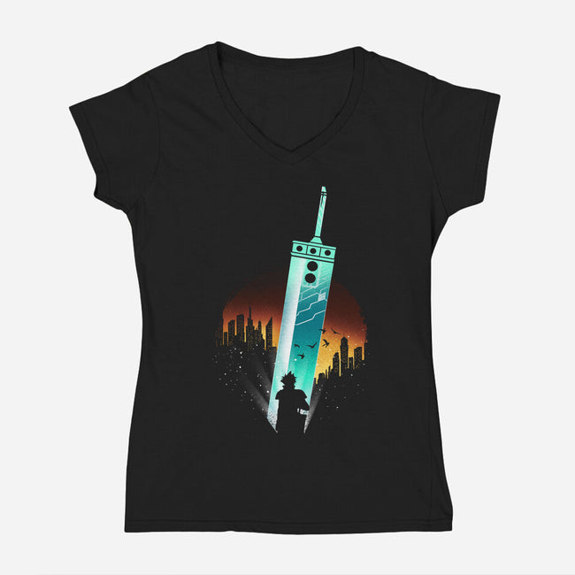 Buster Sword-Womens-V-Neck-Tee-dandingeroz