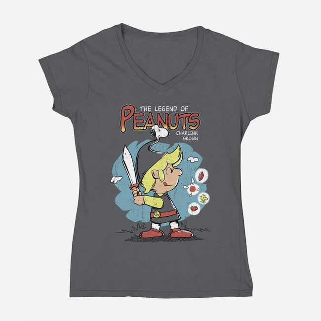 The Legend Of Peanuts-Womens-V-Neck-Tee-Nihon Bunka