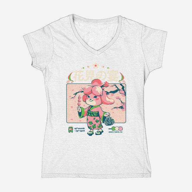 Crossing Hanami-Womens-V-Neck-Tee-Estudio Horta