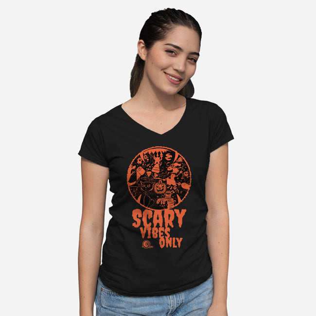 Scary Vibes Only-Womens-V-Neck-Tee-imisko