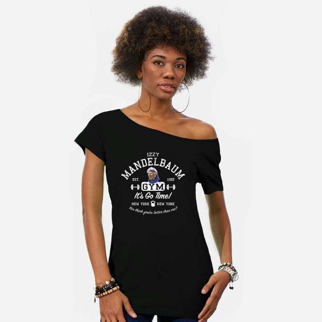 Izzy Mandelbaum Gym-Womens-Off Shoulder-Tee-AlemaArt