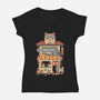 Dog Cafe-Womens-V-Neck-Tee-vp021