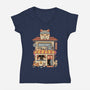 Dog Cafe-Womens-V-Neck-Tee-vp021