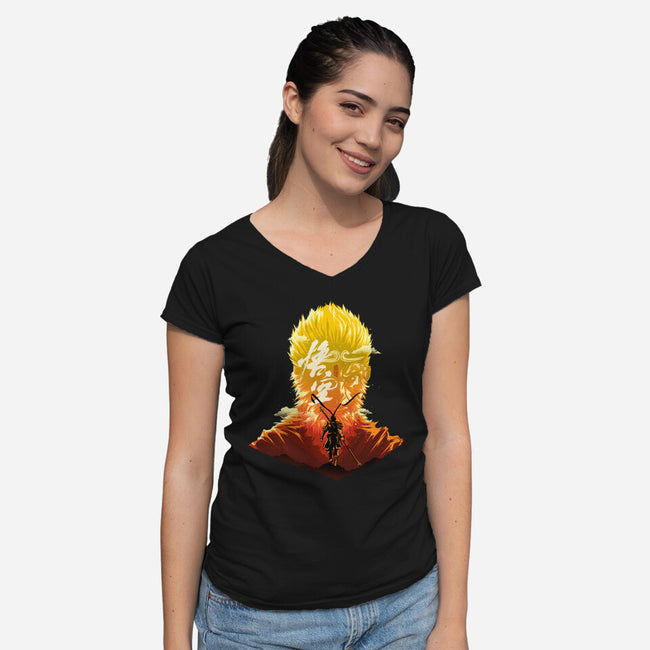 The Monkey King-Womens-V-Neck-Tee-hypertwenty