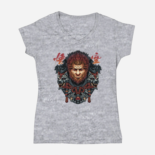 The Legend Of The Monkey King-Womens-V-Neck-Tee-glitchygorilla