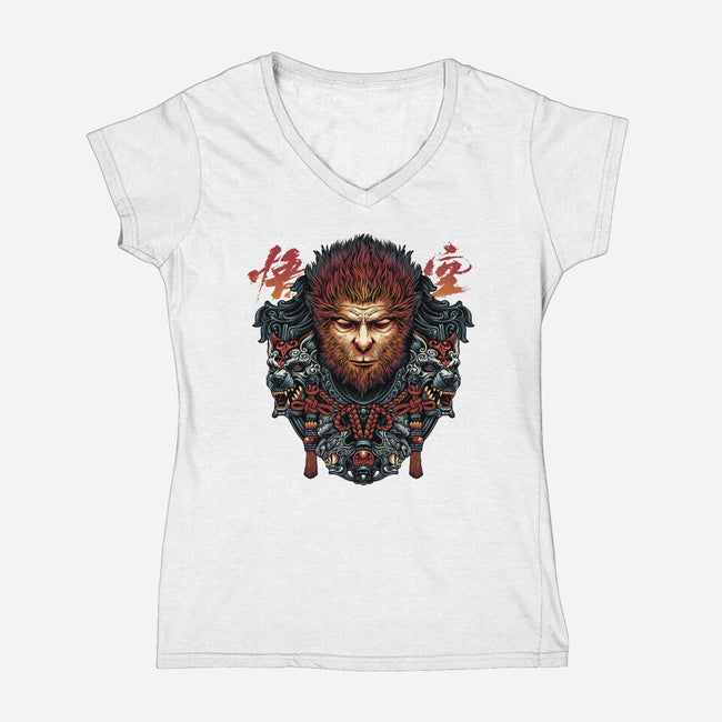 The Legend Of The Monkey King-Womens-V-Neck-Tee-glitchygorilla