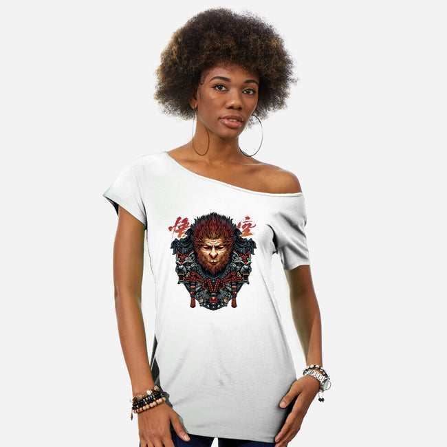 The Legend Of The Monkey King-Womens-Off Shoulder-Tee-glitchygorilla