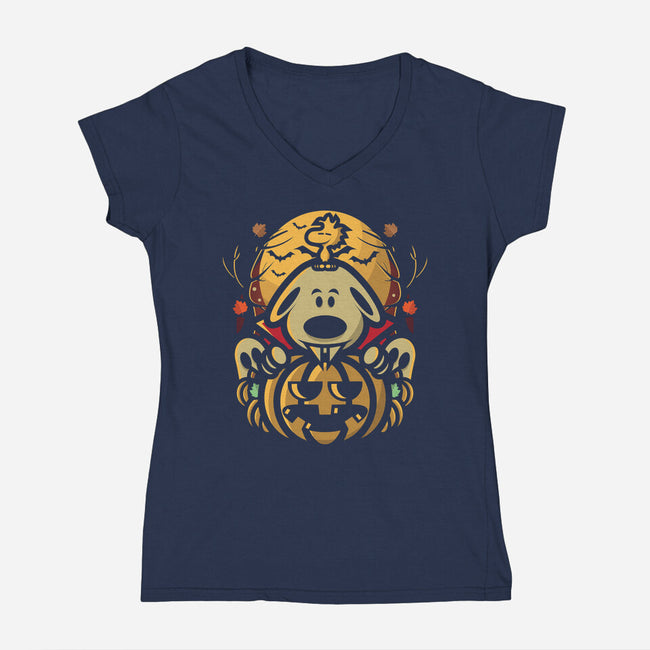 Fall Beagle-Womens-V-Neck-Tee-jrberger