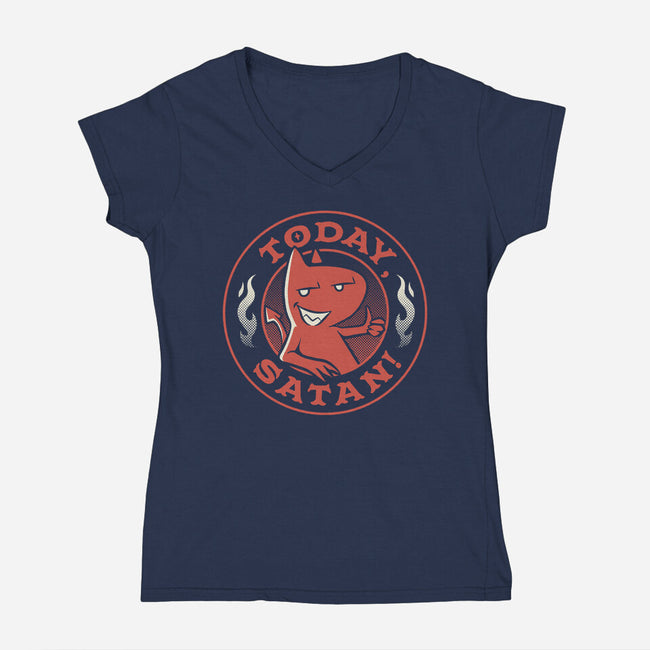 Today Satan-Womens-V-Neck-Tee-tobefonseca