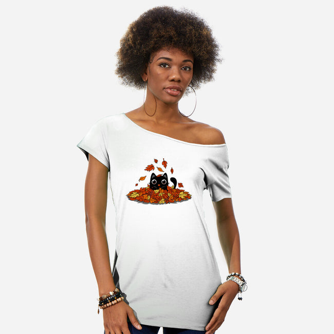 Kitty Leaves-Womens-Off Shoulder-Tee-erion_designs