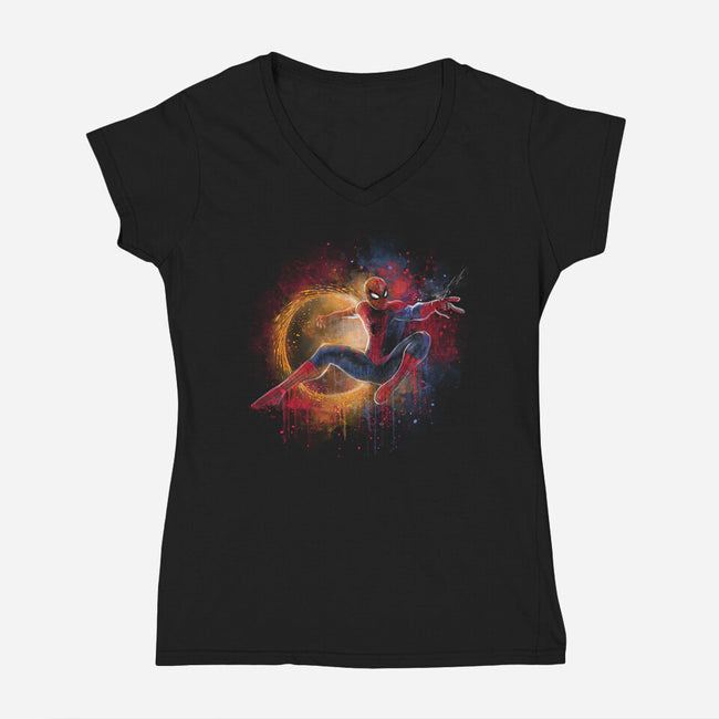 Painting The Spiderverse-Womens-V-Neck-Tee-zascanauta