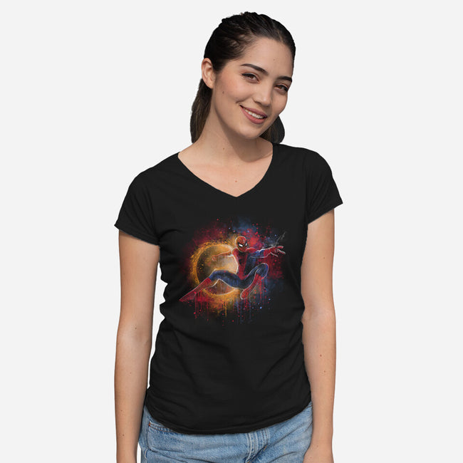 Painting The Spiderverse-Womens-V-Neck-Tee-zascanauta