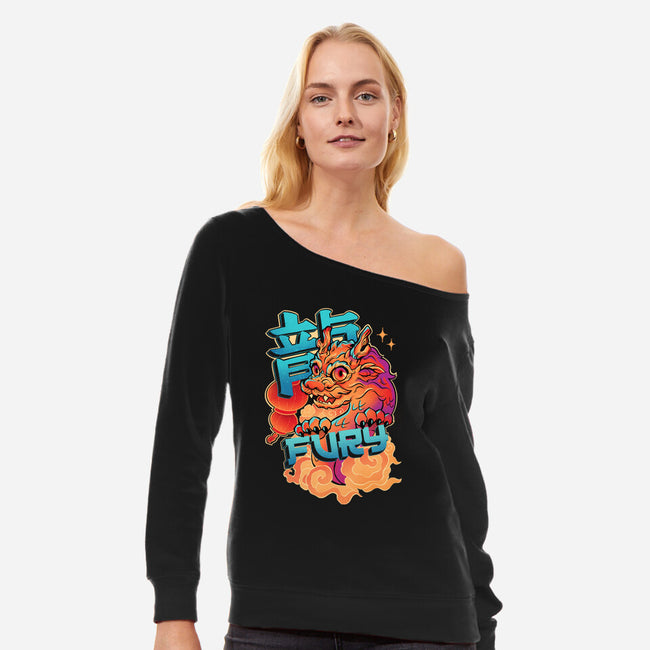 Dragon Fury-Womens-Off Shoulder-Sweatshirt-ricolaa