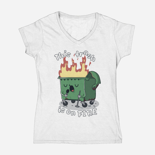 Is On Fire-Womens-V-Neck-Tee-Claudia