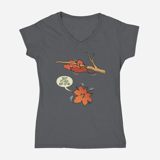 Reluctant Leaf-Womens-V-Neck-Tee-Boggs Nicolas