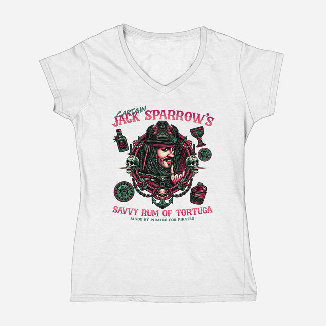 Savvy Rum-Womens-V-Neck-Tee-glitchygorilla