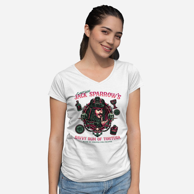 Savvy Rum-Womens-V-Neck-Tee-glitchygorilla