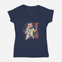 Sukuna Cat-Womens-V-Neck-Tee-yumie