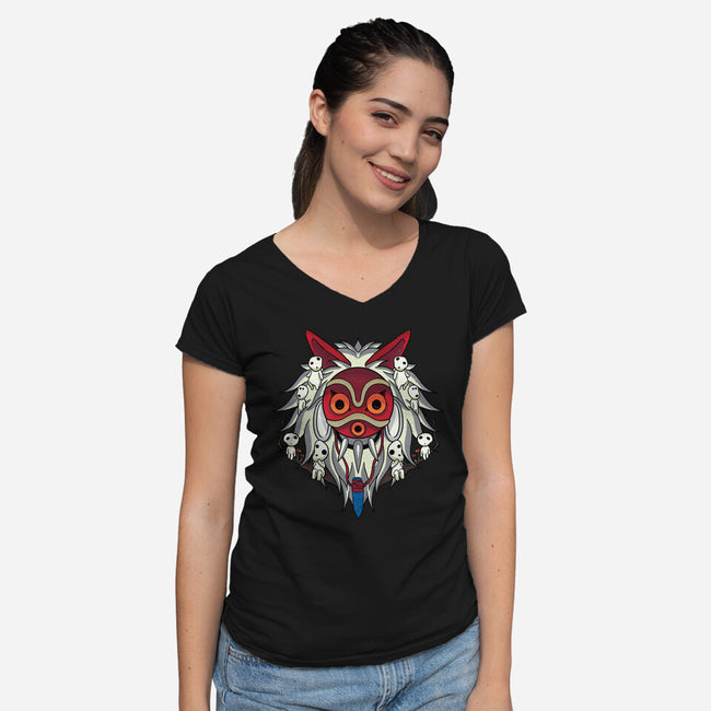 Masked Princess-Womens-V-Neck-Tee-fanfreak1