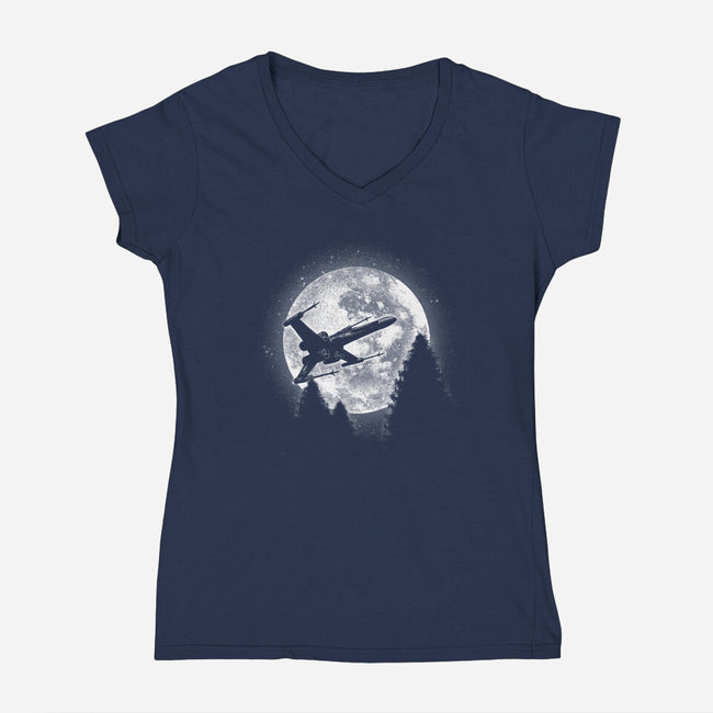 Moonlight Fighter-Womens-V-Neck-Tee-fanfreak1